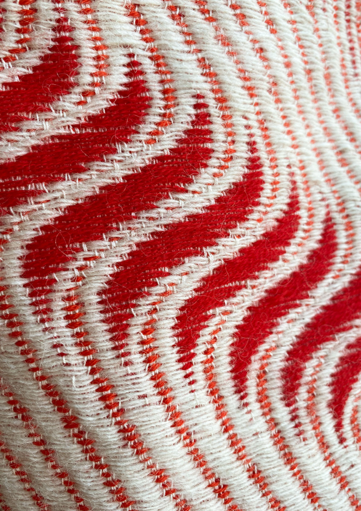 jacquard woven textile by kelly konings with local Swedish wool from Ullkontoret