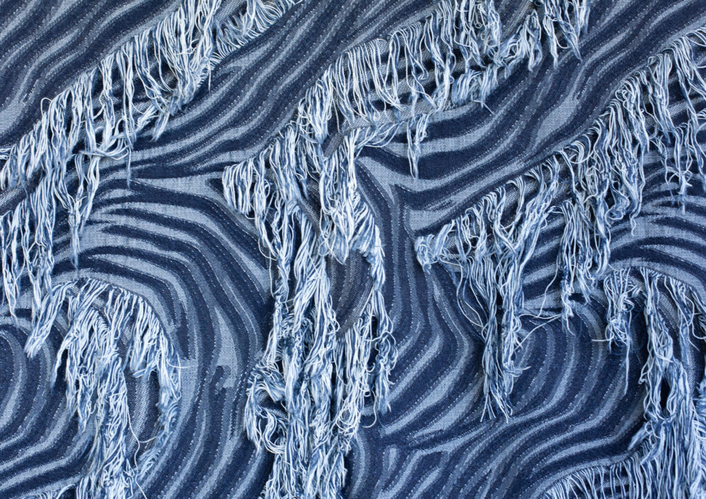 jacquard woven denim textile for jeans by denim mill 496fabriclab and kelly konings